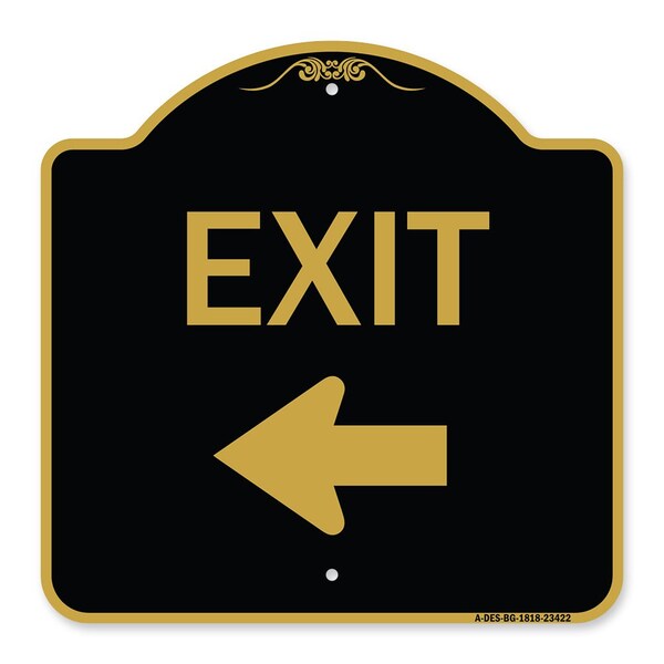 Signmission Parking Lot Sign Exit Sign Left Arrow, Black & Gold Aluminum Sign, 18" L, 18" H, BG-1818-23422 A-DES-BG-1818-23422 - main